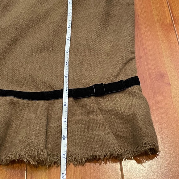 Poema USA Brown Wool Skirt with Black Belt at Bottom of Peplum Skirt - Picture 6 of 7